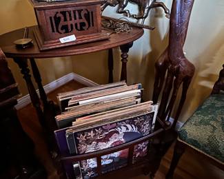 Vinyl records, antique furniture