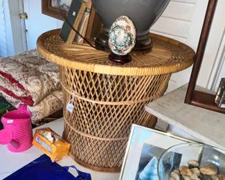 WICKER END TABLE