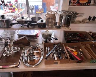 LOTS OF UTENSILS, BAKEWARE & STAINLESS COOKWARE