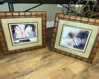 PAIR OF PRINTS BY "FREDERICK PAWLA" IN BAMBOO-LOOK FRAMES