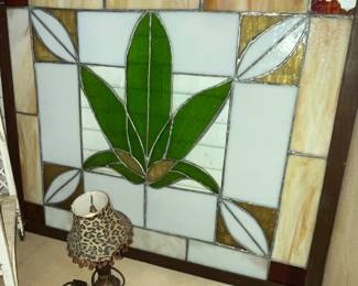 LEADED GLASS WINDOW - MINOR DAMAGE TOP RIGHT