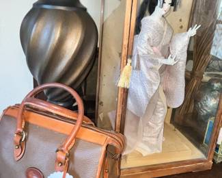 DOONEY & BOURKE PURSE, JAPAN "NISHI" GEISHA DOLL IN CASE
