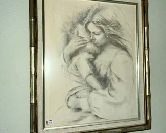 MOTHER & CHILD CHARCOAL SKETCH