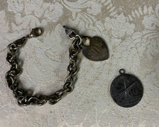 Lot 16: Vintage Sterling Silver Bracelet and Air Force Medal