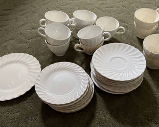 Lot 100: Lot of Vintage White Chos, Saucers, Plates