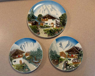 Lot 26: 3 Western Germany Majolica Relief 3D Wall Plates