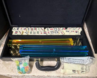 Lot 40: Mahjong Set in Black Case with Accessories