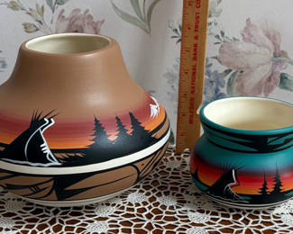 Lot 50: 2 pcs Vintage Native American Pottery Navajo & Cedar Mesa