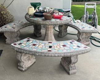 Mosaic patio table. Bring help to move this treasure. 