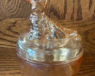 Vintage Jeannette Glass. Terrier Powder Jar. 