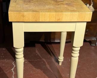 Wooden butcher block table