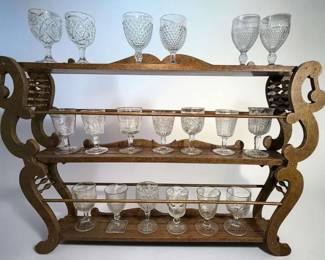 Wood Shelf With Glass Goblets