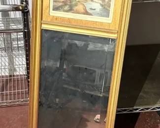 A Modern Guilt Framed Trumeau Mirror