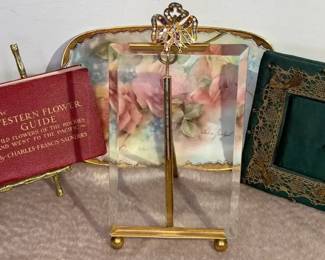 Vintage Easel Photo Frame, Western Flower Guide, Porcelain Vanity Tray  Other Frames 