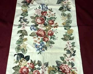Vintage floral needlepoint textile panel 