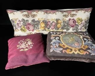 Vintage Decorative Needlepoint Accent Pillows 