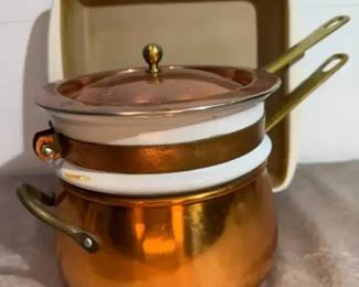 Pampered Chef Baking Dish  Coppery  Ceramic Double Boiler