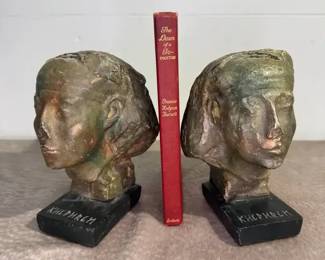 Pair of Sculptural Head Book Ends
