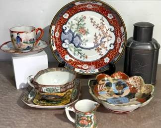 Gumps Chinese Tea Caddy, Brass Wrapped Imari Dish  Other Items 