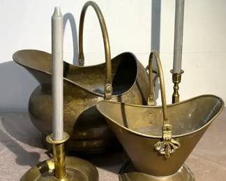 Coal Scuttles  Brass Candle Holders