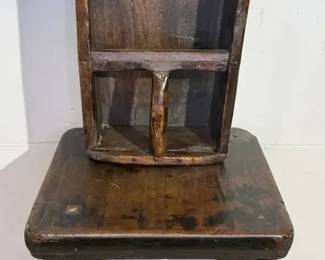 Primitive wooden rice scoop  stool