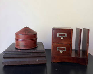 Lot 40: Wooden Boxes & Desk Organizer