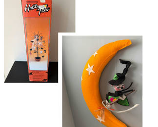 Lot 51: Vintage Annalee Witch with Moon & Halloween Tree