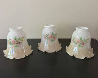 Lot 42: Three Vintage Glass Hand Painted Light Shades