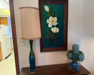 MCM Ceramic Lamp, Magnolia Painting