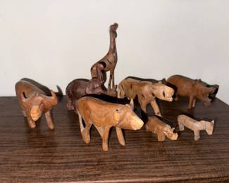 Hand carved wood animals