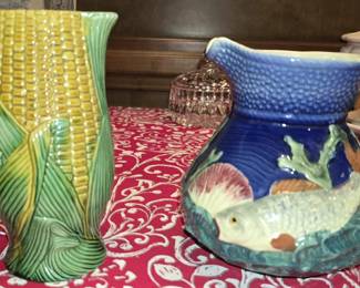 ANTIQUE MAJOLICA PITCHERS