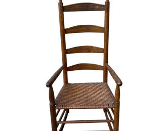 Lot 36: Antique ladder Back Rattan Seat Rocker