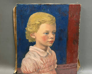 Lot 48: Young Girl Portrait Oil Painting