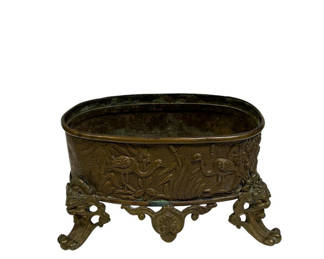 Lot 28: Antique Bronze Figural Footed Planter