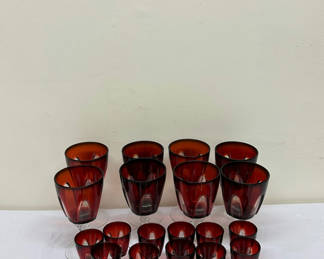 Lot 16: Cristal d'Arques-Durand RubyRed Goblets