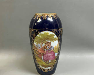 Lot 5: Limoges Courting Scene Vase Signed