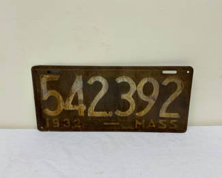 Lot 45: 1932 Rustic License Plate Massachusetts