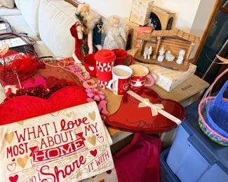 Valentine's Day Decorations and Precious Moments Nativity Set