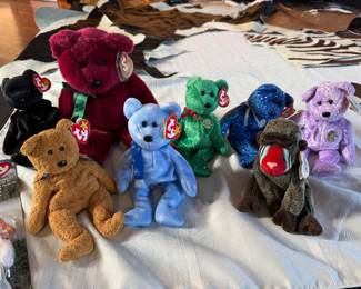 Beanie Babies - Curly, Clubby, Cheeks, Holiday special editions