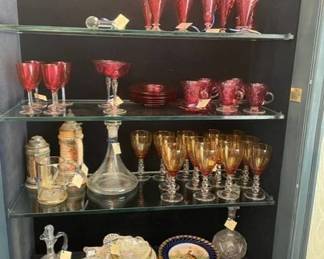 cranberry and amber glass