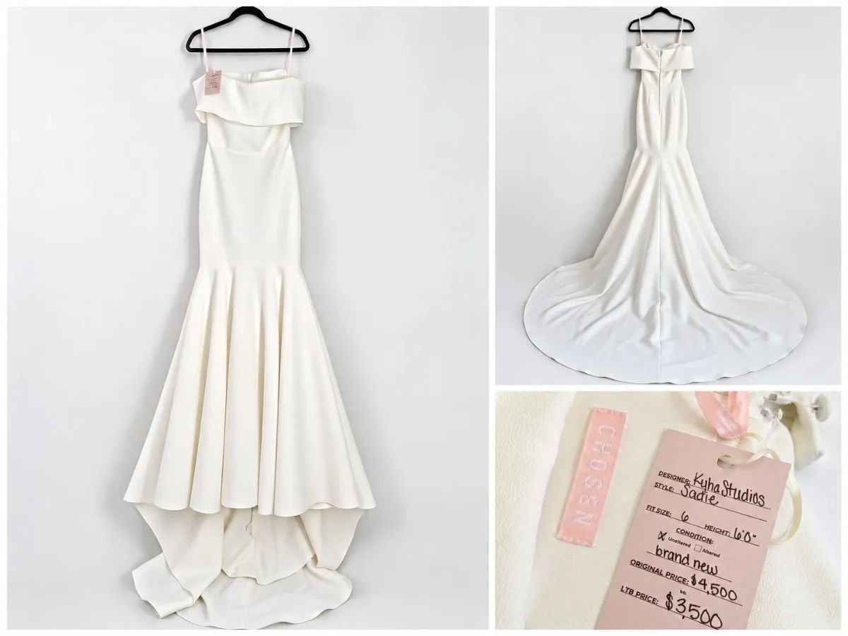 01 NWT Chosen by KYHA Sadie Size 6 New Unaltered OffShoulder Wedding Gown