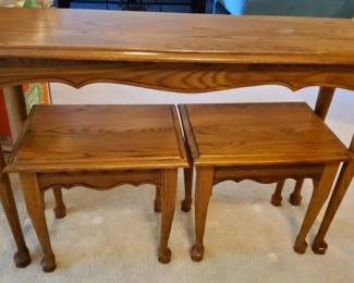 Standard of Gardner Solid Oak Console Table Nesting Tables