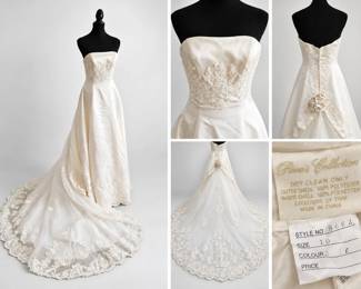 Private Collection Ivory Wedding Dress Size 10 Lace Satin Princess Wedding Dress Ballgown