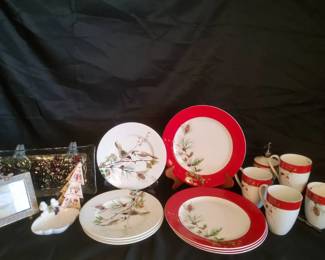 Lenox Winter Song Christmas Dinnerware Set with Bonus Bird Plates Holiday Decor Lot