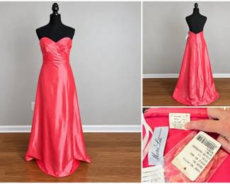 NWT Mori Lee Raspberry Formal Gown Size 14 Strapless Ruched Bodice