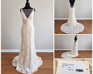 NWT Lela Rose Bungalow Ivory Champagne Silk Lace Wedding Dress Size 10 Sample Gown