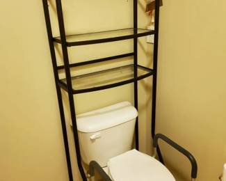 Black Metal Glass OverToilet Storage Shelf