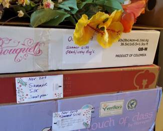 Silk Artificial Flowers Mystery Lot 4 Boxes, FloristGrade Stems, Orchids, Hydrangeas More