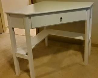 White Corner Desk with Drawer