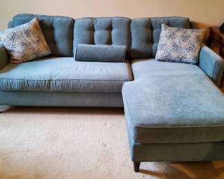 Blue Microfiber Sectional Sofa with Chaise Lounge